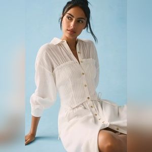 Pilcro/Anthropology Shirred Button Down Courset Dress